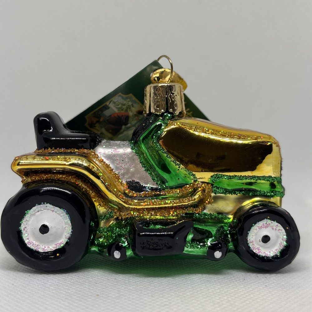 Old World Christmas Riding Lawn Mower Tractor Ornament Blown Glass 2019 NWT